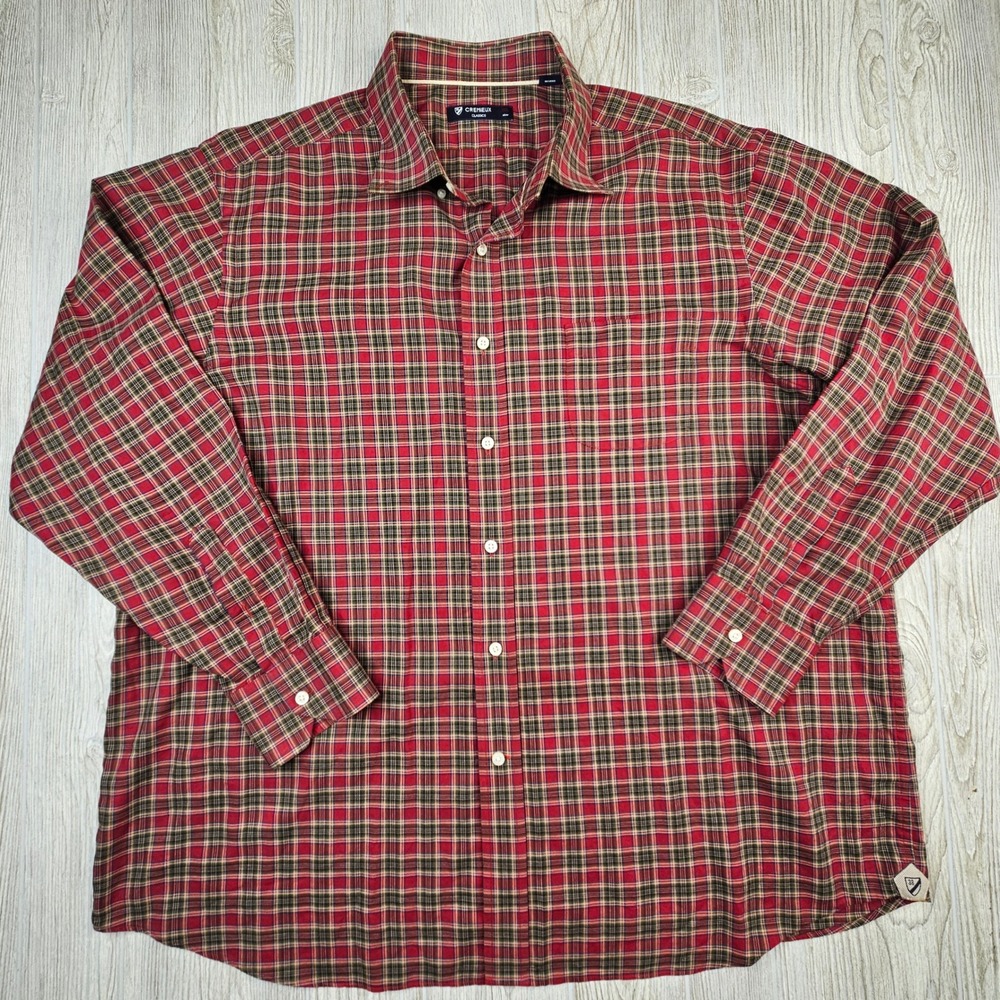 Cremieux Classics Mens XXL Red Green Plaid Button Down Shirt Cotton Long Sleeve